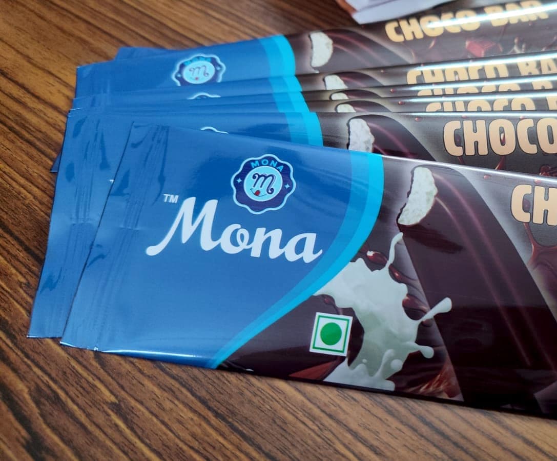 Sample 2-layer laminate pouch  choco bar produced for a client